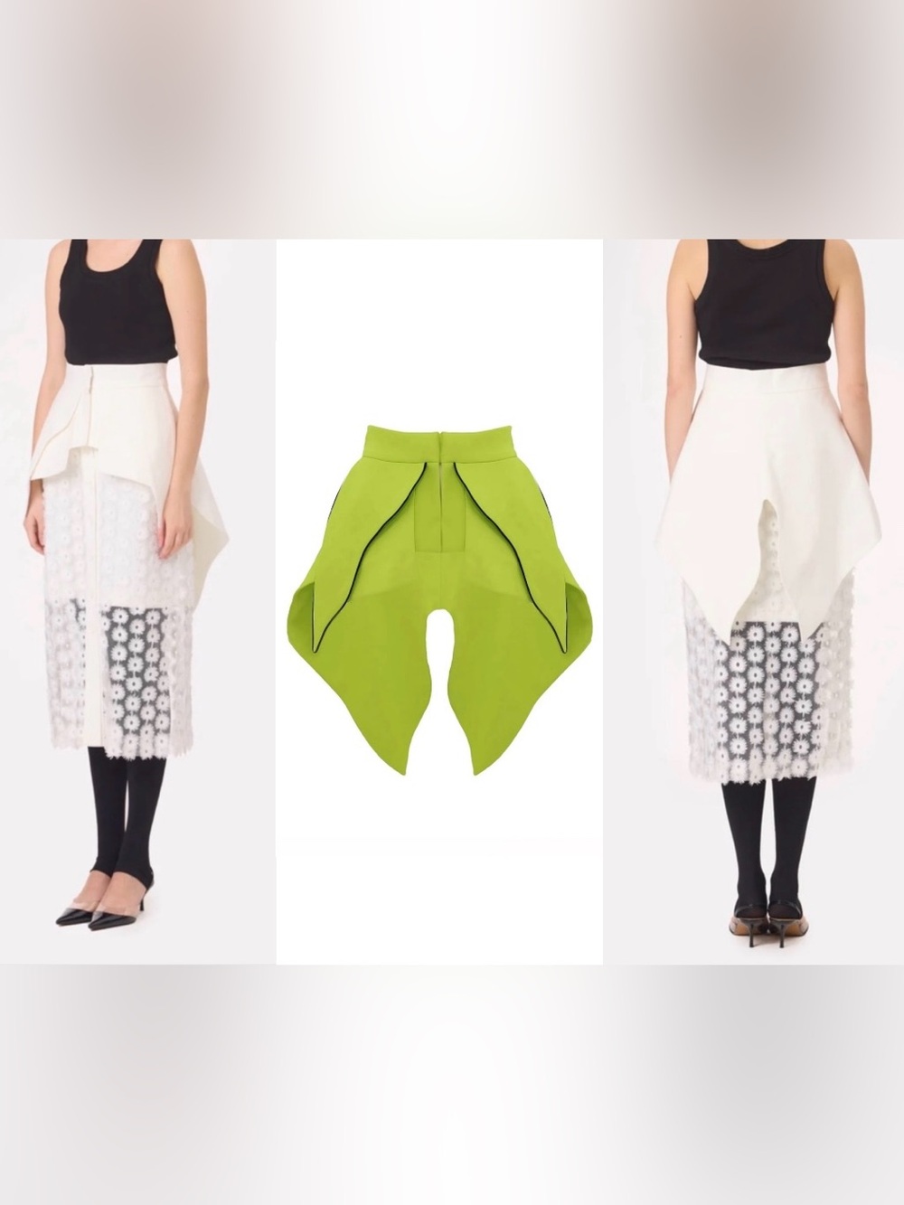 NWT Julia Allert $175 Sculpted Peplum Belt (Neon Lime) • XS
